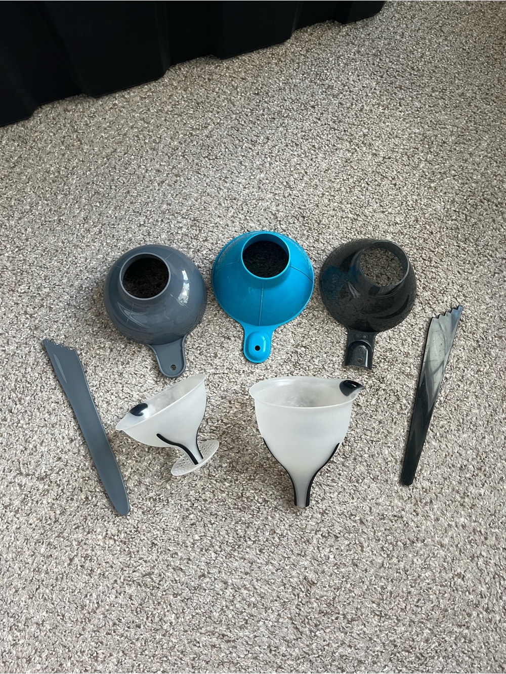 Multi-Color Plastic Kitchen Funnels and Accessories - Set of 7